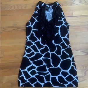 Black/White Animal Print Dress with Ruffle Detail